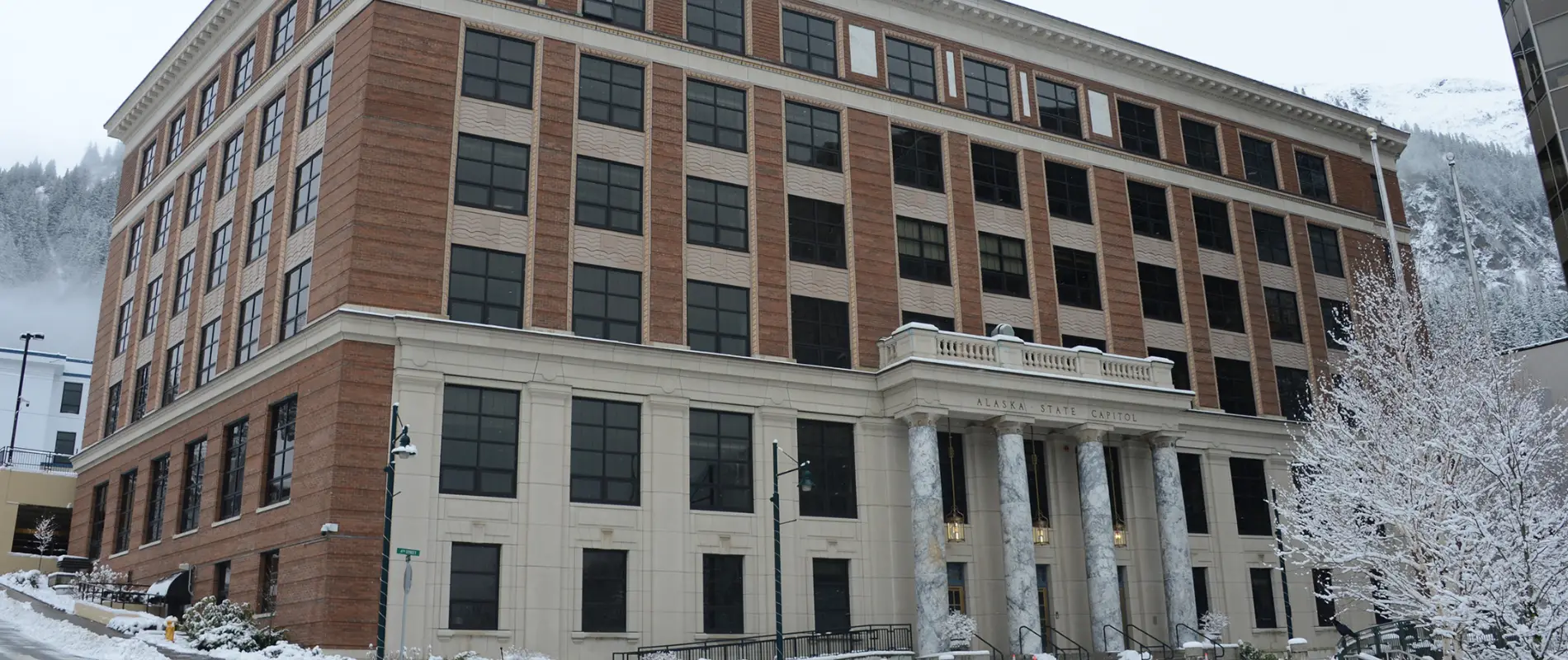 The Alaska State Capitol is seen on Sunday, Jan. 3, 2021. James Brooks, CC BY 2.0 https://creativecommons.org/licenses/by/2.0, via Wikimedia Commons
