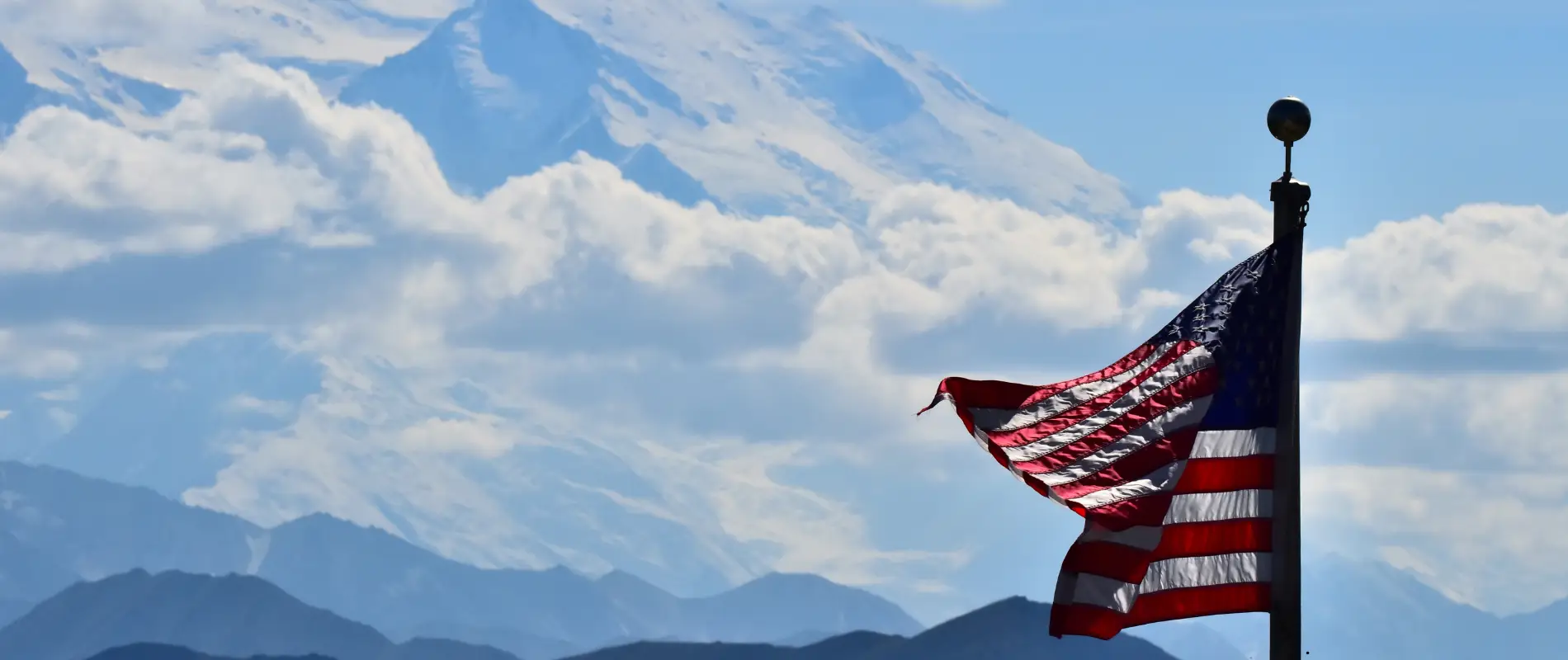 Denali with the American Flag